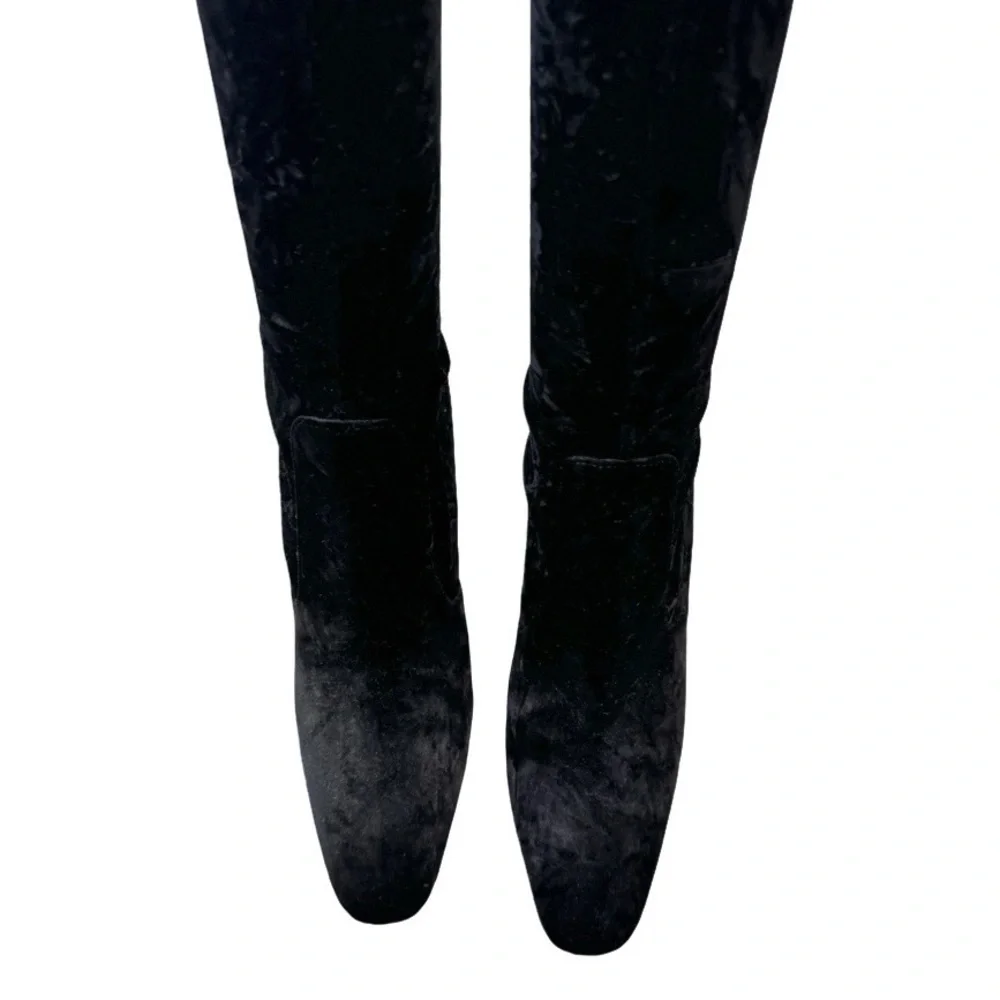 SAINT LAURENT Velvet Talia Knee-High Boots 110 Black 41 - Picture 11 of 11